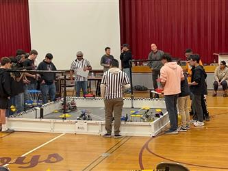 VEX Tournament action at the Cavitt Cyber Cowboys/Placer Robotics VEX Tournament