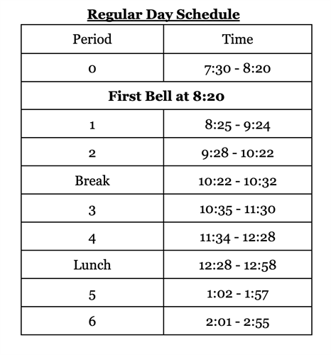 Regular Bell Schedule 